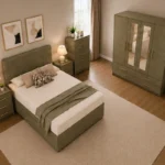 Luxury Home Furniture Collection - Four Door Mirror Wardrobe - Four Bottom Drawers - Double Bed - Five Drawer Chest