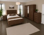 Premium Bedroom Furniture Set - Double Bed - 5 Door Wardrobe With Full Length Mirror And Four Bottom Drawers - Bedside Table Pair - Image 3