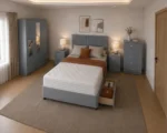 Modern Double Bedroom Package - 3 Door Wardrobe With Two Mirrors And Two Bottom Drawers - Chest of Five Drawers - Two Bedside Tables - Image 2