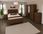 Premium Bedroom Furniture Set - Double Bed - 5 Door Wardrobe With Full Length Mirror And Four Bottom Drawers - Bedside Table Pair - Image 4