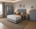 Modern Double Bedroom Package - 3 Door Wardrobe With Two Mirrors And Two Bottom Drawers - Chest of Five Drawers - Two Bedside Tables - Image 3