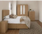 Luxury Double Bed Furniture Set – Four Door Wardrobe with Four Bottom Drawers – Chest of Five Drawers with Two Bedside Tables - Image 5