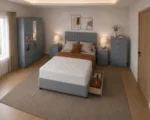 Modern Double Bedroom Package - 3 Door Wardrobe With Two Mirrors And Two Bottom Drawers - Chest of Five Drawers - Two Bedside Tables - Image 4