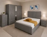 Elegant Bedroom Furniture with Four Door Wardrobe With Four Drawer - Chest of Five Drawers With Two Bed Side Table - Image 3