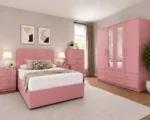 Elegant Bedroom Furniture Package - 4 Door Mirror Wardrobe With Four Drawers - Double Bed - Two Bedside Tables