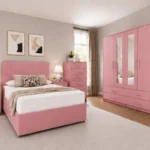 Elegant Bedroom Furniture Package - 4 Door Mirror Wardrobe With Four Drawers - Double Bed - Two Bedside Tables