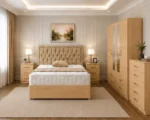 Luxury Double Bedroom Package - 4 Door Mirror Wardrobe With Four Bottom Drawers - Five Drawer Chest - Two Bedside Tables