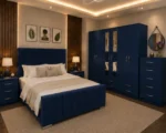 Luxury Master Double Bed Set - Six Door Wardrobe With Four Drawer - Chest of Five Drawers With Two Bed Side Table