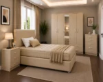 Luxury Bedroom Collection - Five Door Wardrobe With Single Full Length Mirror And Four Storage Drawers - Double Bed - Two Bedside Tables - Image 3