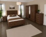 Premium Bedroom Furniture Set - Double Bed - 5 Door Wardrobe With Full Length Mirror And Four Bottom Drawers - Bedside Table Pair - Image 2