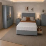 Modern Double Bedroom Package - 3 Door Wardrobe With Two Mirrors And Two Bottom Drawers - Chest of Five Drawers - Two Bedside Tables