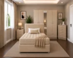 Luxury Bedroom Collection - Five Door Wardrobe With Single Full Length Mirror And Four Storage Drawers - Double Bed - Two Bedside Tables