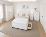 Luxury Home Furniture Set - Double Bed - Three Door Mirror Wardrobe With Two Bottom Drawers - Two Bedside Tables - Image 2