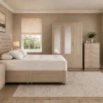 Double Bed Furniture Set - Three Door Wardrobe With Two Mirrors And Two Bottom Drawers - Chest of Five Drawers - Two Bedside Tables