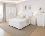 Luxury Home Furniture Set - Double Bed - Three Door Mirror Wardrobe With Two Bottom Drawers - Two Bedside Tables - Image 3