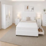 Luxury Home Furniture Set - Double Bed - Three Door Mirror Wardrobe With Two Bottom Drawers - Two Bedside Tables