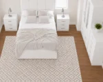 Modern Double Bed Collection - Four Door Wardrobe With Mirror Doors And Four Bottom Drawers - Two Bedside Tables - Image 3