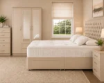 Modern Bedroom Furniture Set - Double Bed - 3 Door Wardrobe With 2 Mirrors And 2 Bottom Drawers - Five Drawer Chest - Two Bedside Tables - Image 4