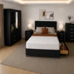 Complete Double Bedroom Collection - 3 Door Wardrobe With Two Full Length Mirrors And Two Bottom Drawers - Chest of Five Drawers
