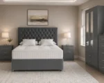Elegant Bedroom Collection - Double Bed - Three Door Wardrobe With Two Mirrors And Two Drawers - Chest of Five Drawers - Two Bedside Tables