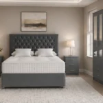 Complete Bedroom Furniture Package - Double Bed - 3 Door Mirror Wardrobe With Two Bottom Drawers - Five Drawer Chest - Two Bedside Tables