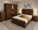 Modern Bedroom Set - with Five Door Wardrobe With Four Drawer - Chest of Five Drawers With Two Bed Side Table - Image 3