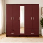 Premium Mirror Wardrobe 5 Door | Modern Storage with 4 Drawers