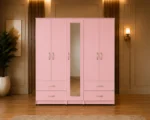 Premium 5 Door Wardrobe with Full-Length Mirror & Drawers - Stylish White Bedroom Furniture