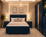 Luxury Double Bed Furniture Set – Five Door Wardrobe with One Full Length Mirror & Four Bottom Drawers – Chest of Five Drawers with Two Bed Side Tables - Image 4