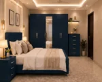 Luxury Double Bed Furniture Set – Five Door Wardrobe with One Full Length Mirror & Four Bottom Drawers – Chest of Five Drawers with Two Bed Side Tables - Image 6