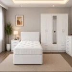 Premium  Bedroom Furniture Set – Double Bed, Five Door Wardrobe with Four Bottom Drawers, Chest of Five Drawers & Two Bedside Tables