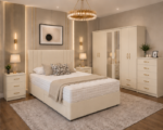 Complete Bedroom Furniture Set - King Bed - Six Door Wardrobe - Five Drawer Chest - Two Nightstands