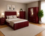 Premium Quality Bed Set With Four Door Wardrobe With Four Drawer - Chest of Five Drawers With Two Bed Side Table - Image 2