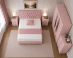 Designer Double Bedroom Collection - Four Door Wardrobe With Dual Mirrors And Bottom Storage Drawers - Five Drawer Chest - Image 4