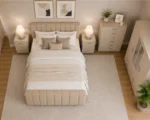 Premium Bedroom Set - Double Bed - 4 Door Mirror Wardrobe - Five Drawer Chest - Bedside Table Pair - Image 4