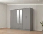 6 Door Wardrobe with 2 Mirrors and 2 Drawers - Premium Storage 6 Door Wardrobe - Image 2
