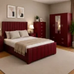 Premium Quality Bed Set With Four Door Wardrobe With Four Drawer - Chest of Five Drawers With Two Bed Side Table