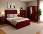 Premium Quality Bed Set With Four Door Wardrobe With Four Drawer - Chest of Five Drawers With Two Bed Side Table - Image 4