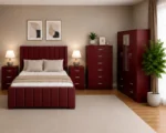 Premium Quality Bed Set With Four Door Wardrobe With Four Drawer - Chest of Five Drawers With Two Bed Side Table - Image 6