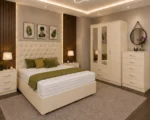 Complete Luxury Bedroom Furniture Set – Double Bed with Three Door Wardrobe, Two Half Mirrors, Two Bottom Drawers & Chest of Five Drawers - Image 6