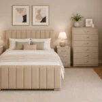 Premium Bedroom Set - Double Bed - 4 Door Mirror Wardrobe - Five Drawer Chest - Bedside Table Pair