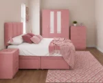 Premium Storage Furniture Set - Double Bed - Four Door Mirror Wardrobe - Four Base Drawers - Two Bedside Tables - Image 4