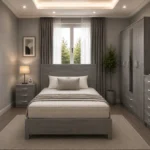 Modern Bedroom Furniture Set - Double Bed - 5 Door Wardrobe With Half Length Mirror And Two Bottom Drawers - Five Drawer Chest - Two Bedside Tables