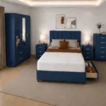 Complete Double Bed Bedroom Set - 3 Door Wardrobe With Two Full Length Mirrors And Two Bottom Drawers - Five Drawer Chest - Two Bedside Tables