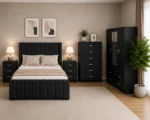 Premium Wooden Bedroom With Four Door Wardrobe With Four Drawer - Chest of Five Drawers With Two Bed Side Table - Image 5