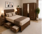 Luxury  Master Bedroom Furniture Set – Double Bed, Five Door Wardrobe with Four Bottom Drawers & Matching Furniture - Image 3