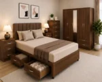 Luxury  Master Bedroom Furniture Set – Double Bed, Five Door Wardrobe with Four Bottom Drawers & Matching Furniture - Image 5