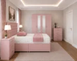Designer Double Bedroom Collection - Four Door Wardrobe With Dual Mirrors And Bottom Storage Drawers - Five Drawer Chest - Image 2