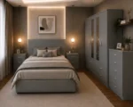 Luxury Grey Bedroom Collection – Double Bed, Four Door Wardrobe with Four Bottom Drawers, Chest of Five Drawers & Two Bedside TablesFurniture Set with Chest of Drawers & Bedside Tables - Image 5