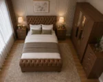 Premium Double Bed – with Four Door Wardrobe With Four Drawer - Chest of Five Drawers With Two Bed Side Table - Image 4